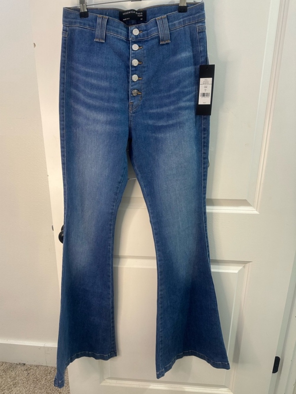 Veronica Beard High Rise Button Fly Flare Jeans Size 30 Premium Designer Denim - Picture 6 of 6